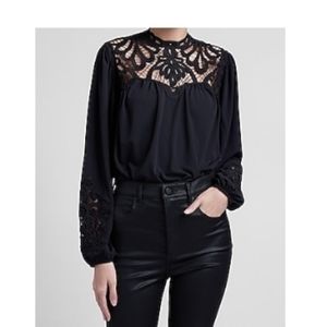 Express Women's bodysuit top | black lace detail | Large